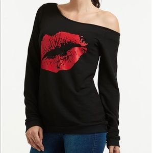 Women’s lips print casual sweatshirt